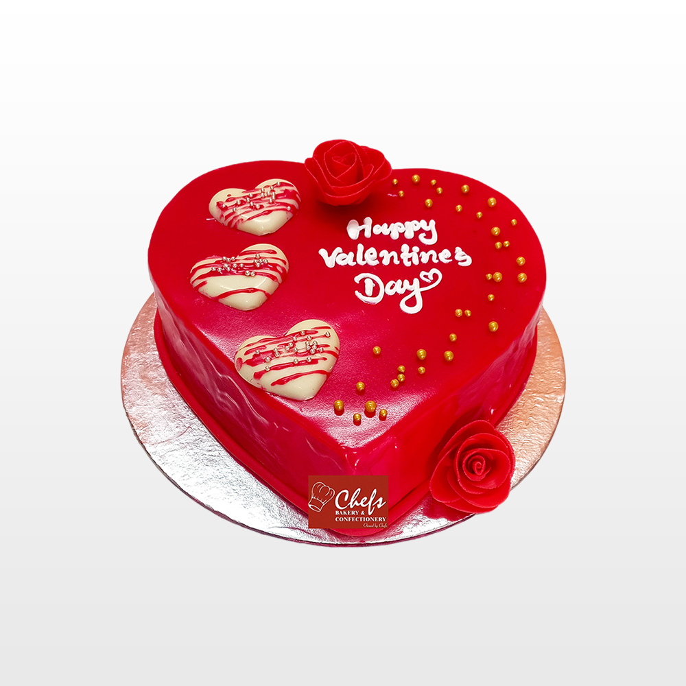 Fully Red Love shaped Cake