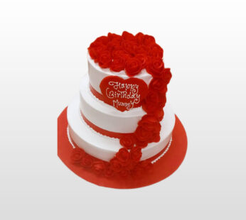 Red Rose Three layer Wedding Cake