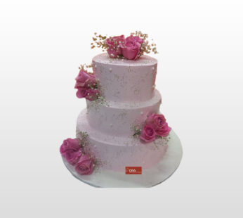 pink sparkle three layer wedding Cake