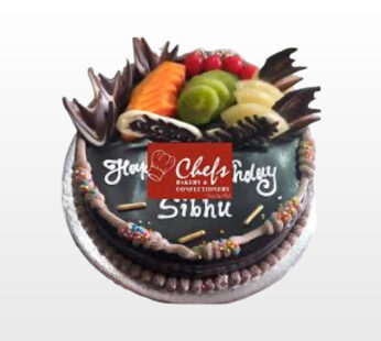 Choco Mocha Cake with Fruits on Top