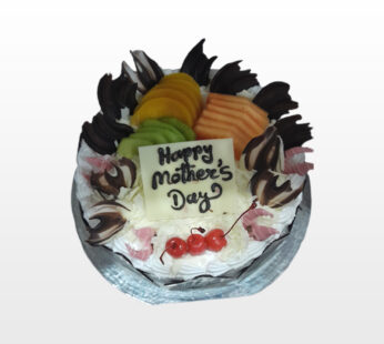 White Forest Cake with Fruits Toppings